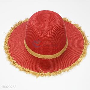 Red Fashion Cowboy Style Straw Hat