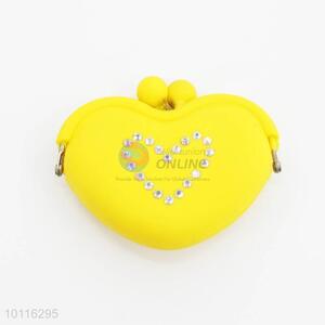 Yellow Heart Shaped Coin Purse,Coin Holder,Coin Pouch