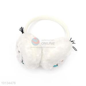 White Warm Plush Winter <em>Earmuff</em> With Embroider