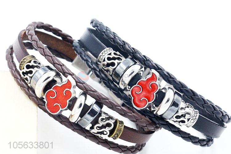 Promotional products retro leather braided bracelet charms bracelets for men