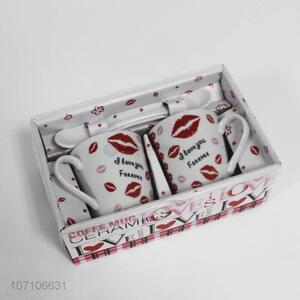 New Fashion Ceramic Mug Set with Spoon Valentine's Day Gift