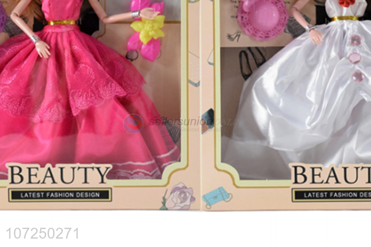 Good sale 11.5inch 12joints 3D eyeball wedding dress doll for kids