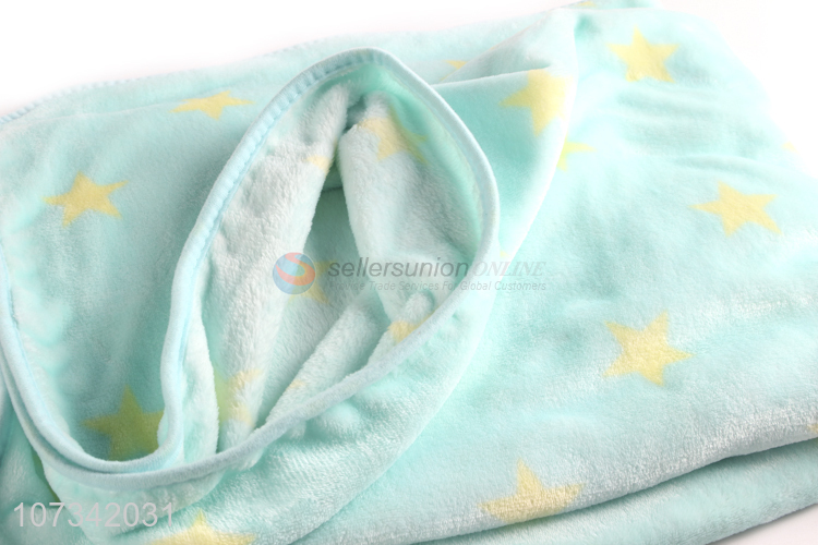 Suitable Price Yellow Star Pattern Warm Soft Cozy Flannel Blanket