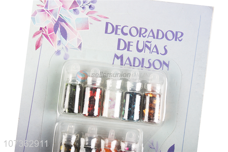 Factory Supply Shinny Glitter Nail Decoration 9 Bottles Nail Sequins