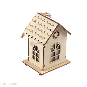 Latest design led light up wooden house lamp Christmas tabletop decoration