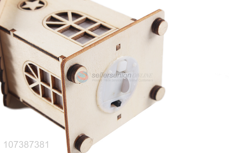 Latest design led light up wooden house lamp Christmas tabletop decoration