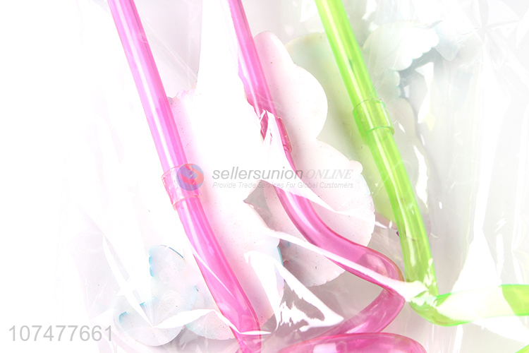Latest arrival colorful cartoon pvc spiral straws bar supplies