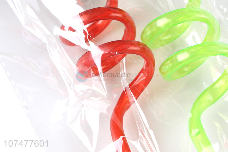 High quality colorful cartoon pvc spiral straws bar supplies