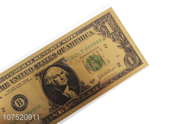 Most popular 1 dollar banknote 24k gold foil banknote for collection