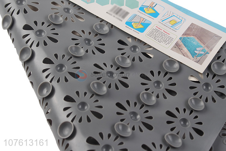Latest arrival hollow flower non-slip pvc bath mat with suction cup