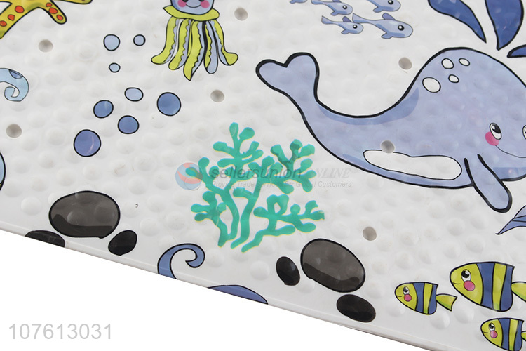 Promotional cheap cartoon sea animal printed pvc bath mat massage shower mat