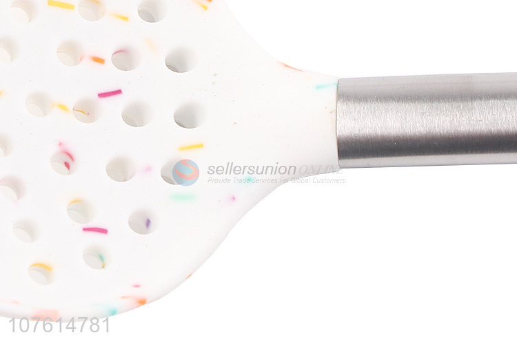 Hot selling creative stainless steel handle silicone cooking skimmer strainer