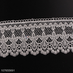Floral pattern embroidered white lace ribbon with low price