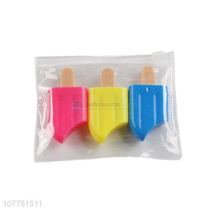 Good quality 3 colors popsicle shape highlighter pen mini highlighters