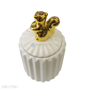 Hot selling ceramic squirrel jewelry case animal <em>candy</em> <em>box</em>