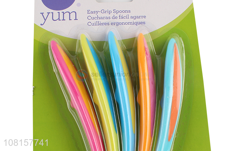 High quality 5pieces easy-grip baby self-feeding spoon set