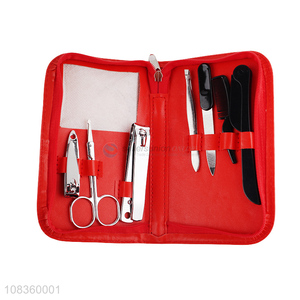 Factory price 7 pieces <em>manicure</em> <em>set</em> stainless steel nail file <em>set</em>