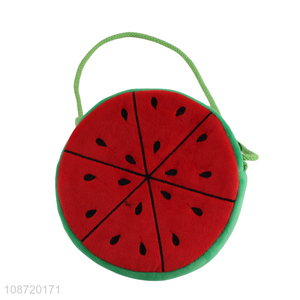 Wholesale watermelon fluffy plush crossbody <em>messenger</em> <em>bag</em> for boys girls