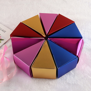 Wholesale 10pcs trianglular wedding <em>candy</em> <em>box</em> metallic cake <em>box</em> set