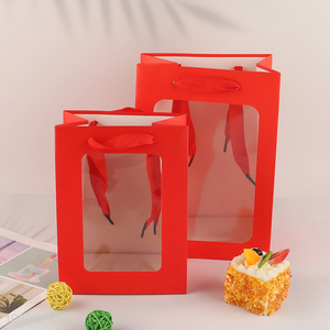 Best selling clear window <em>paper</em> gift packaging <em>bag</em> tote <em>bag</em>