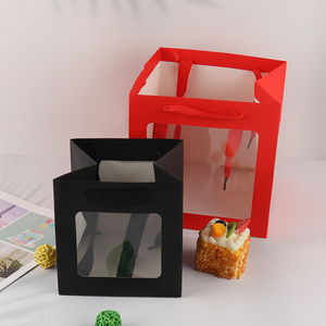 Yiwu market gift packaging <em>bag</em> <em>paper</em> tote <em>bag</em> with clear window