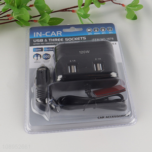 Best Selling 120W <em>Car</em> Charger <em>Cigarette</em> <em>Lighter</em> USB Charger with 3 Sockets