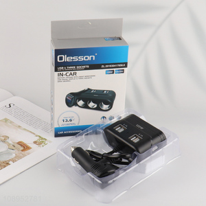 Factory Price 120W 3-Socket <em>Car</em> <em>Cigarette</em> <em>Lighter</em> Adapter with 4 USB Ports