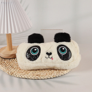 Hot selling cartoon panda shape plush school kids pencil bag wholesale