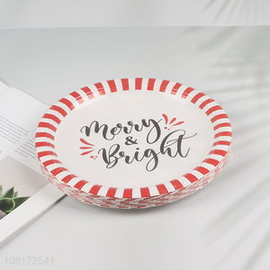 Factory Supply 20 Pieces Christmas <em>Paper</em> Plates Disposable Party Dinner Plates