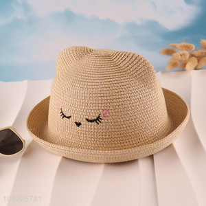 Hot Selling Kids <em>Straw</em> Hat Cat Sun Hat Summer Beach Hat