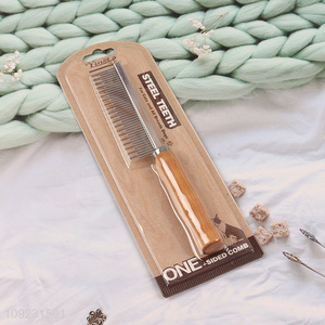 Hot Selling <em>Dog</em> Cat Comb Pet Grooming Brush with Wooden Handle