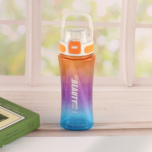 Factory Supply Plastic Water Bottle Plastic Sports Water Bottle with Handle & <em>Straw</em>