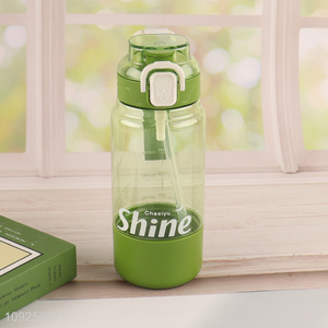 New Arrival Portable Summer Plastic Water Bottle with <em>Straw</em> for Women & Girls