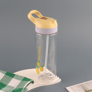 Hot Selling Portable Leak Proof Plastic Water Bottle with Flip <em>Straw</em> & Handle