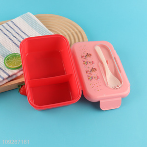 Factory wholesale 2compartment plastic school kids lunch box set
