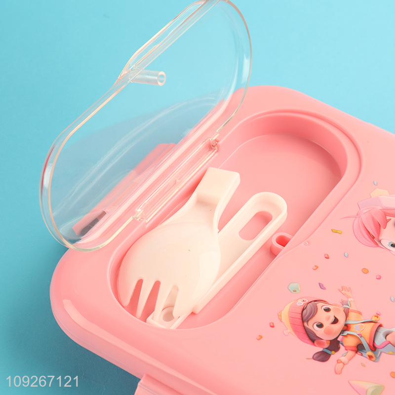 Factory price portable cartoon school kids lunch box set for sale