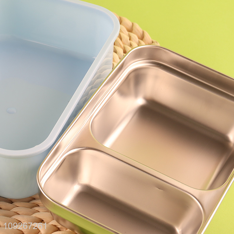 Best sale 2compartment stainless steel lunch box set for school kids