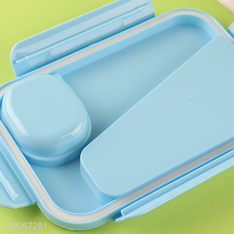 Top quality portable cartoon plastic lunch box set for school kids