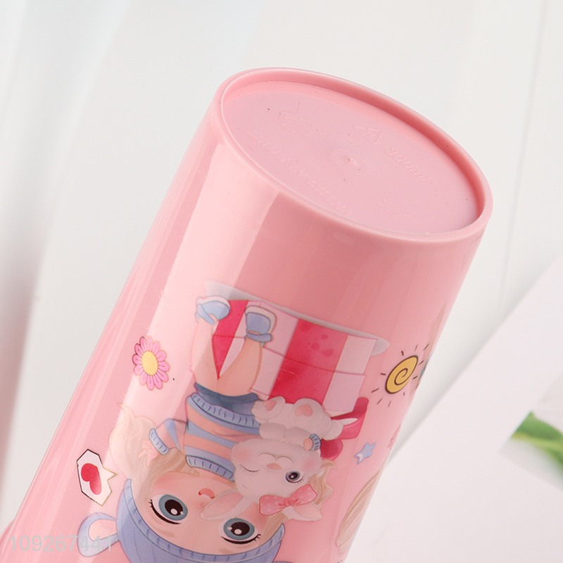 Good price pink girls plastic crab shape dinner plate and water bottle set