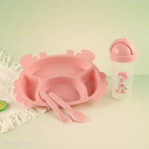 Top products cartoon home kitchen kids diner plate water cup set for sale