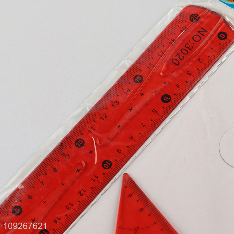 Top selling school kids stationery plastic ruler set wholesale