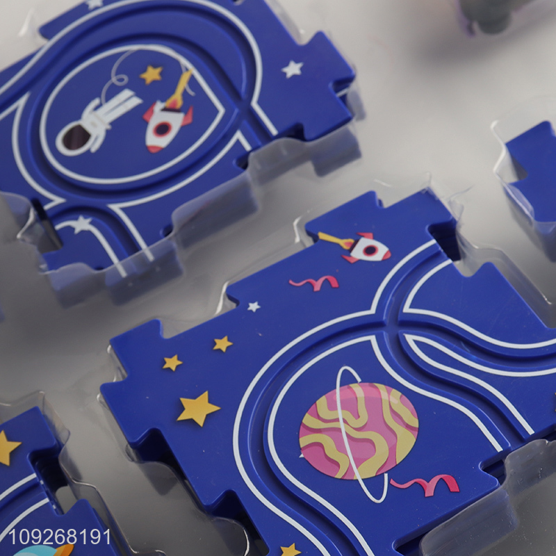 Top products creative diy space puzzle game electric rail car toys