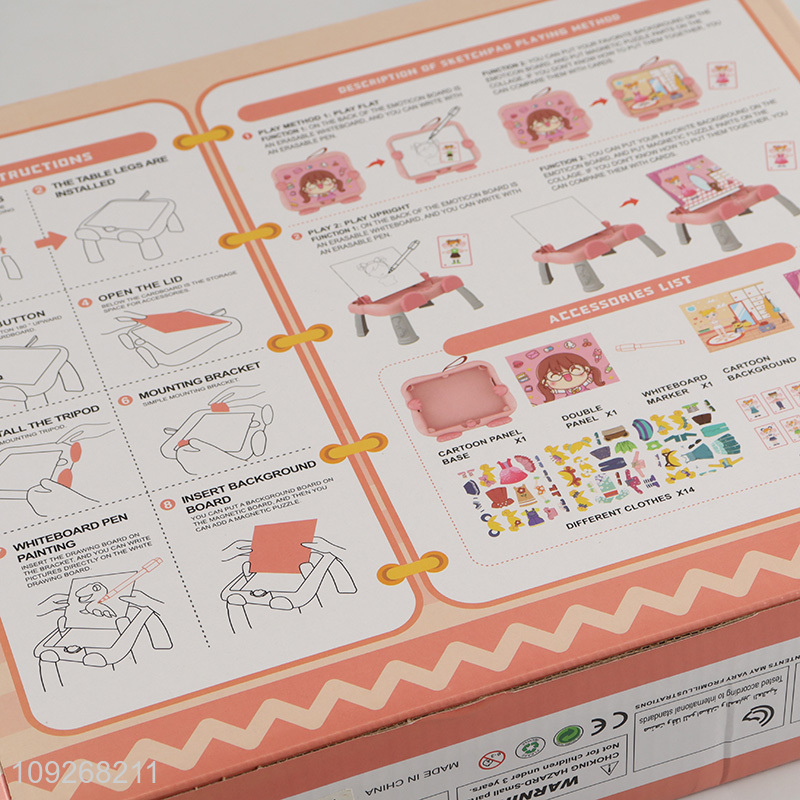 Hot selling kids girls cross-dressing magnetic puzzle game learning board