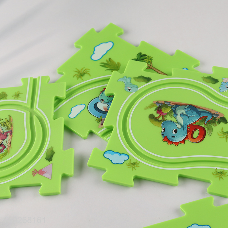 China supplier dinosaur series puzzle game electric rail car toys for children