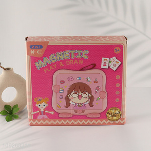 Hot selling kids girls cross-dressing magnetic puzzle game learning board