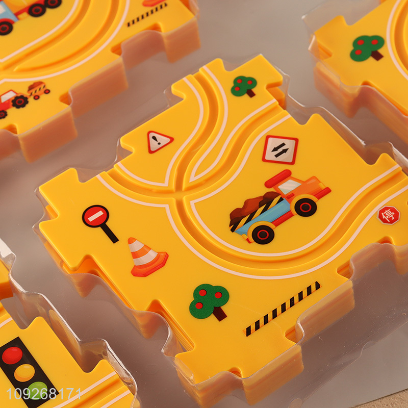 New arrival children diy track park puzzle game electric rail car toys