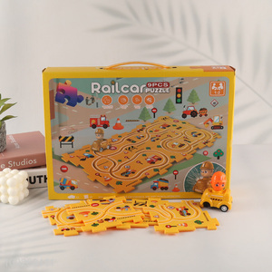 China supplier funny children engineering puzzle game rail car toys