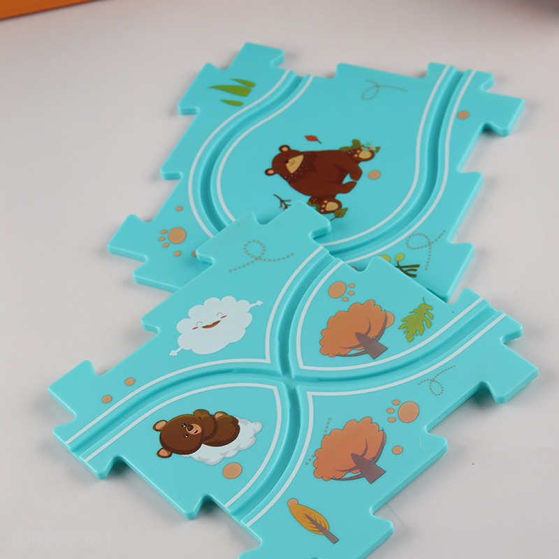 Low price funny children diy cartoon puzzle game rail car toys for sale