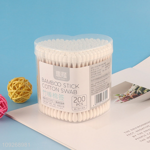 New arrival 200pcs disposable bamboo stick cotton swab cotton bud for sale
