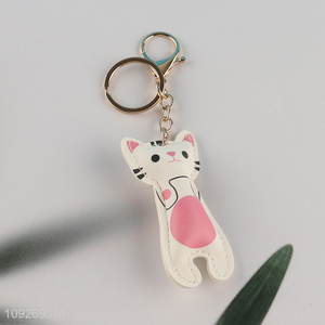 China factory cartoon cat pendant portable keychain key ring for gifts